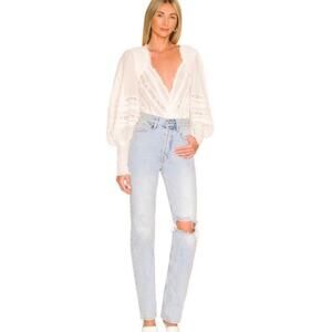 Free People We The Free Lasso Straight Leg Jeans Light Wash Size 28